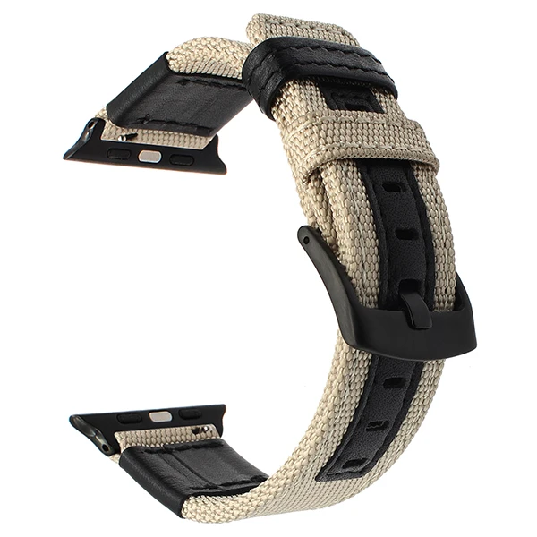 Light Brown B Премиум нейлоновый и кожаный ремешок для часов iWatch Apple Watch 38 мм 42 мм серия 1 2 3 спортивный ремешок черный серебристый стальной ремешок с застежкой - Цвет ремешка: Light Brown B