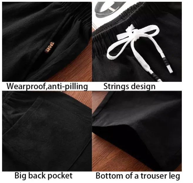 

LGFD201968 Men black summer cotton Jogging Trousers Shorts plus size 5XL long beach shorts