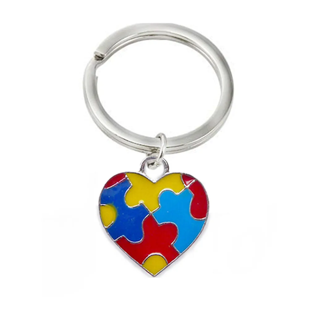 Eco Friendly Metal Alloy Hearts Styles Jigsaw Puzzle Piece Autism Awareness Charm Keychains &amp Key Rings | Украшения и