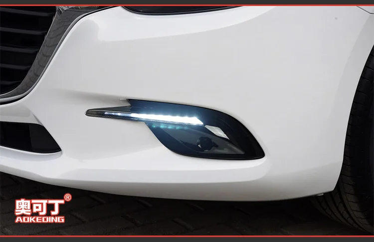 AKD Тюнинг автомобилей DRL для Mazda 3 Axela dzda3 дневной ходовой светильник s светодиодный противотуманный светильник в полоску парковочный сигнал поворота 6000K