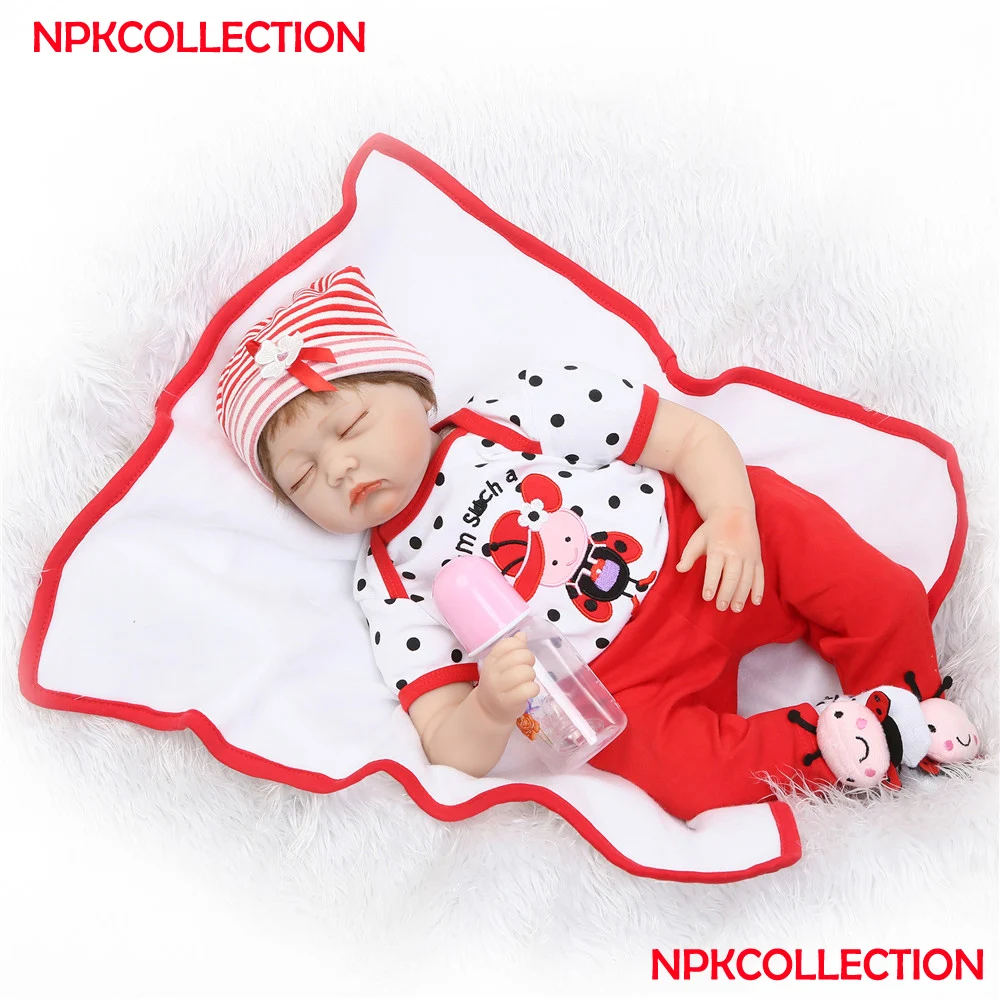 

Soft silicone reborn baby sleeping dolls 22"55cm rooted hair bebe dolls girl dolls for children gift bebe dolls menina de sili
