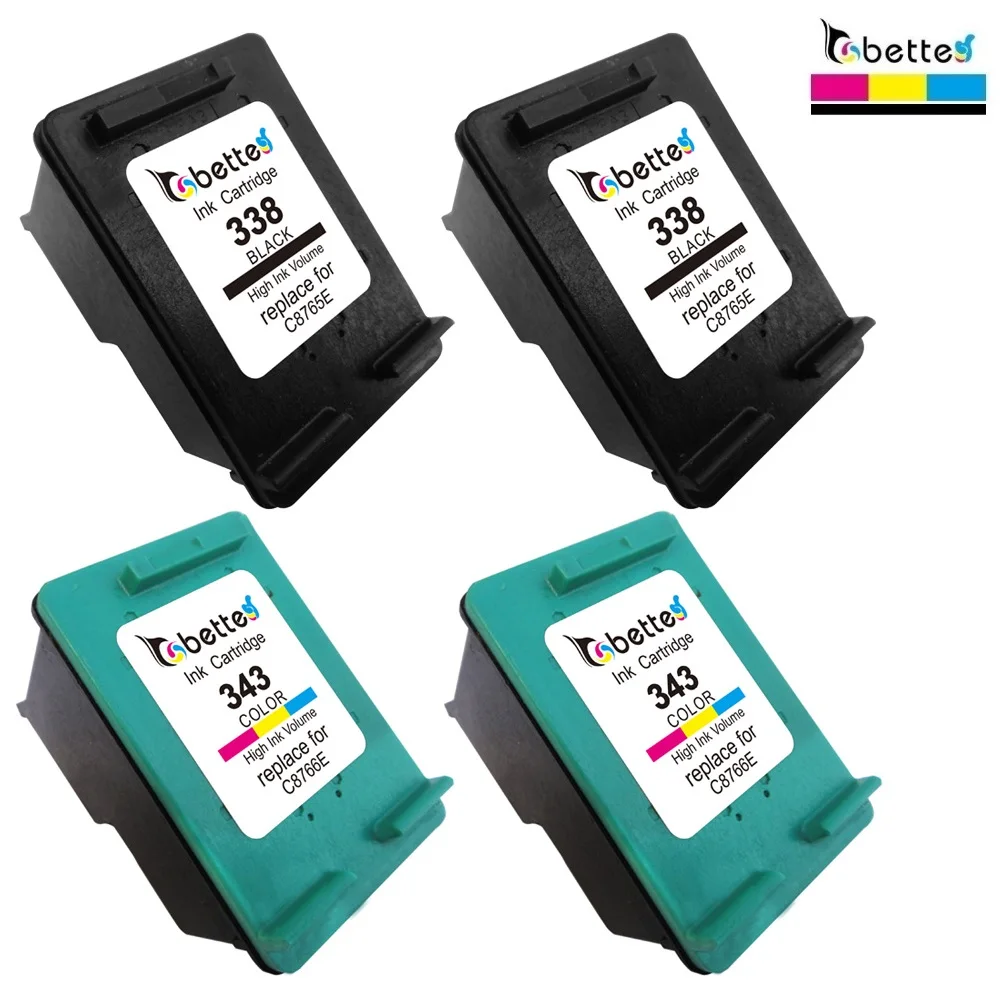 Сменные картриджи 4PK BETTE для HP 338 343 Photosmart C3180 C3183 C3188 C3190 C3193 C3194 Officejet H470 K7100 K7103