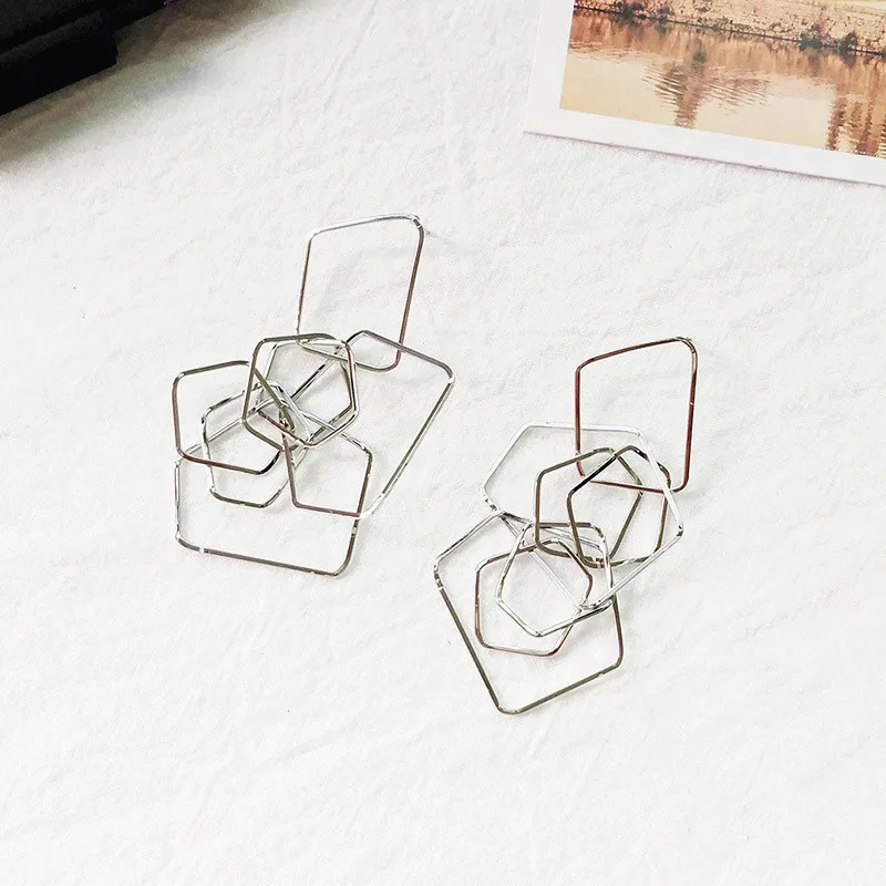 Новинка 2019 корейские шикарные геометрические золотистые металлические