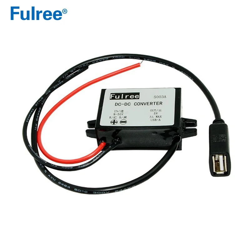 Мини Micro USB с 2 портами(стандарт 12V 24V 36V 48V(8 V-с алюминиевой крышкой, 50В) до 5V 3A DC-DC Шаг вниз Мощность конвертер двойной USB кабель для зарядки в машине, Зарядное устройство Dual Выход адаптер