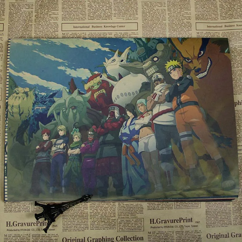 Уютный момент аниме Uzumaki Naruto постер Naruto Uzumaki Naruto/Итачи Учиха/Akatsuki Винтаж плакат из крафт-бумаги, ручной стержень, для кафе, для домашнего декора QT442 - Цвет: Темно-серый