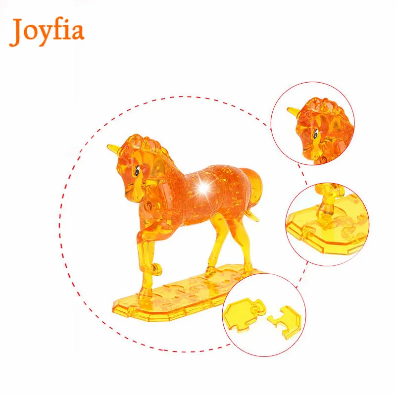 3D Кристалл Головоломка единорог лошадь игрушка DIY животное собранная модель