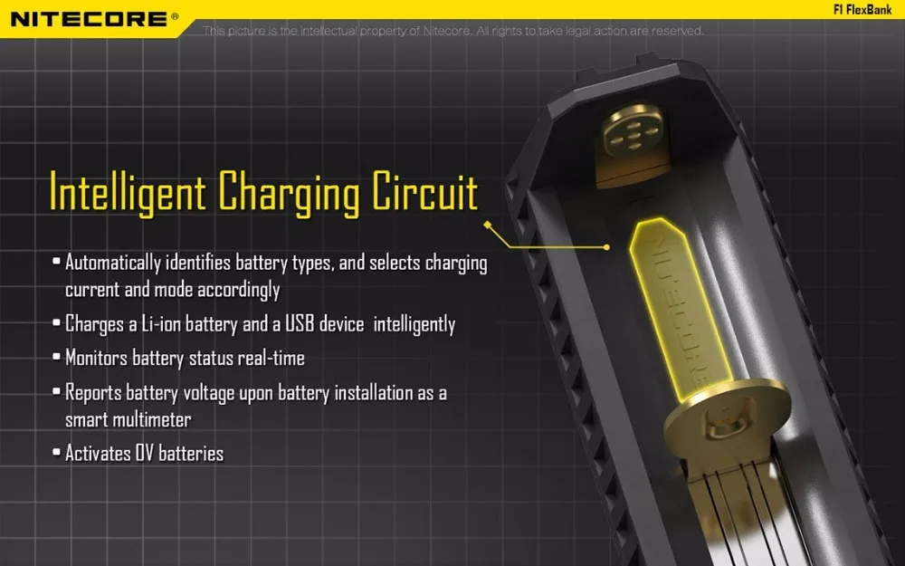 NITECORE F1 Батарея Зарядное устройство 5V 1A с эффектом приближения c зарядкой Micro-USB Смарт Мощность банка для батарей Li-Ion(литий-ионных батарей IMR 26650 18650 10440 14500 батареи Зарядное устройство C2