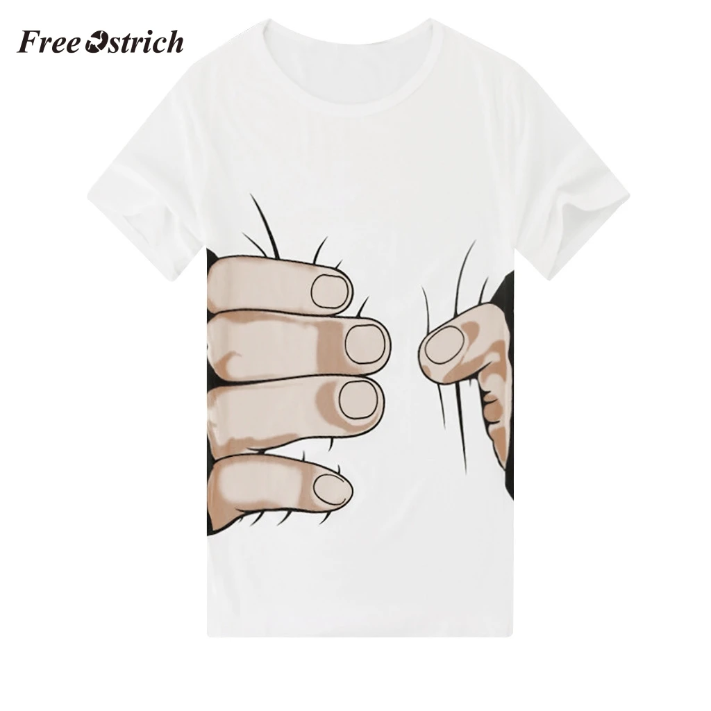 Бесплатная Страусиная Мужская футболка с 3d принтом коротким рукавом круглым
