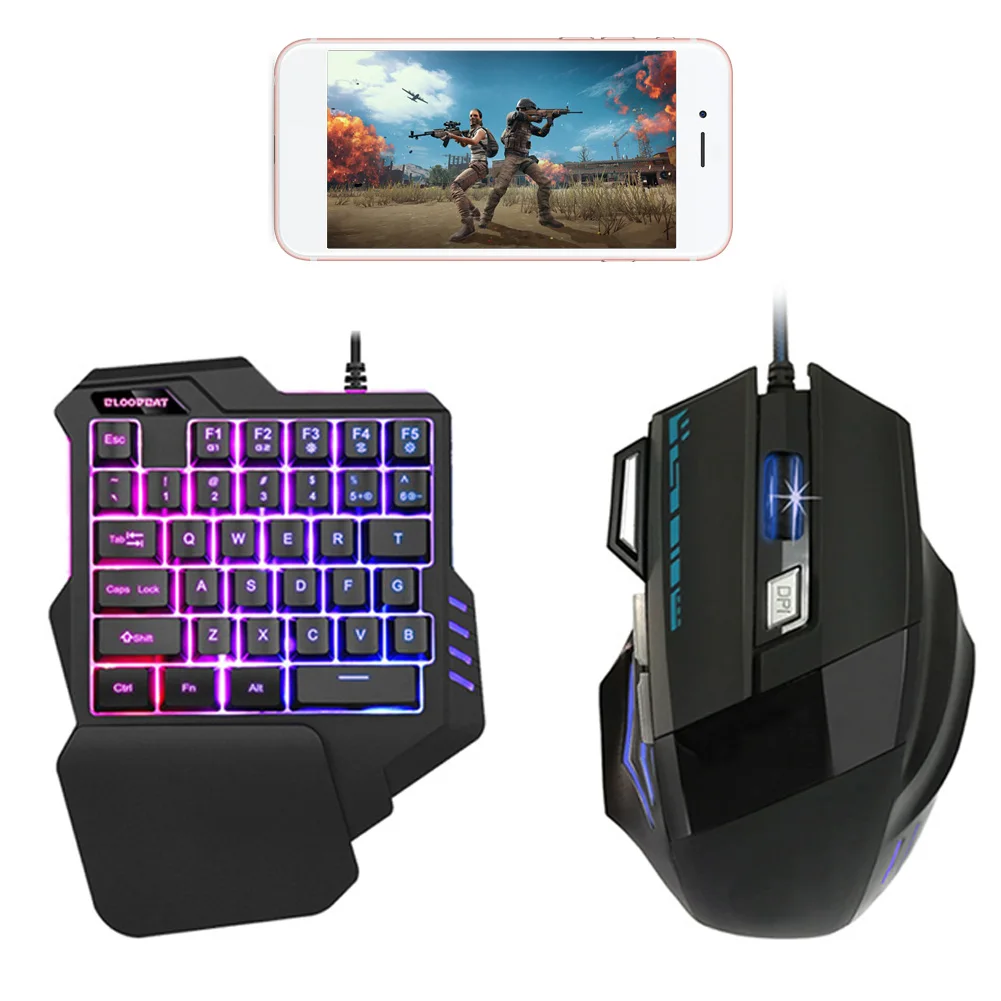 Гладкая Одиночная рука для ПК ноутбук Проводная клавиатура и мышь комплект