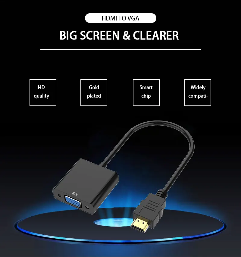 1080P HDMI к VGA адаптер цифро-аналоговый преобразователь кабель для Xbox PS4 ПК ноутбук ТВ коробка к проектору дисплей HD tv