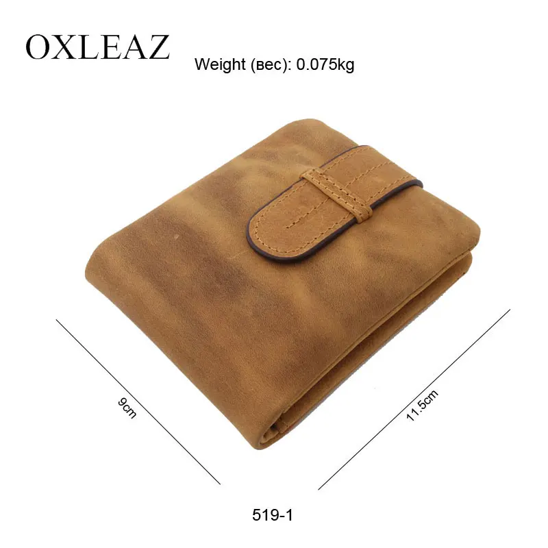 OXLEAZ винтажные Короткие повседневные кожаные маленькие кошельки Crazy Horse кошелек