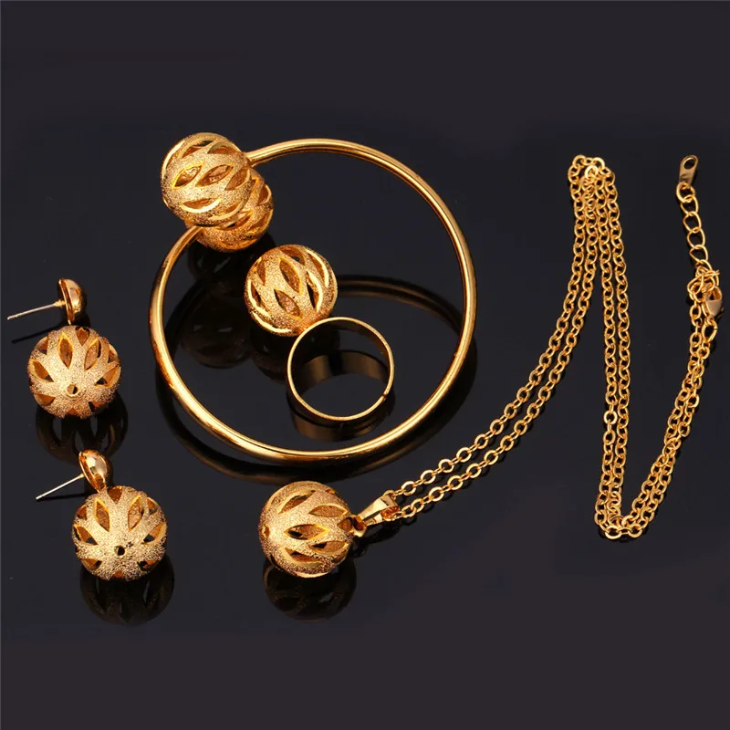 Женское ожерелье с подвеской браслет серьги кольцо свадебный набор золотой цвет