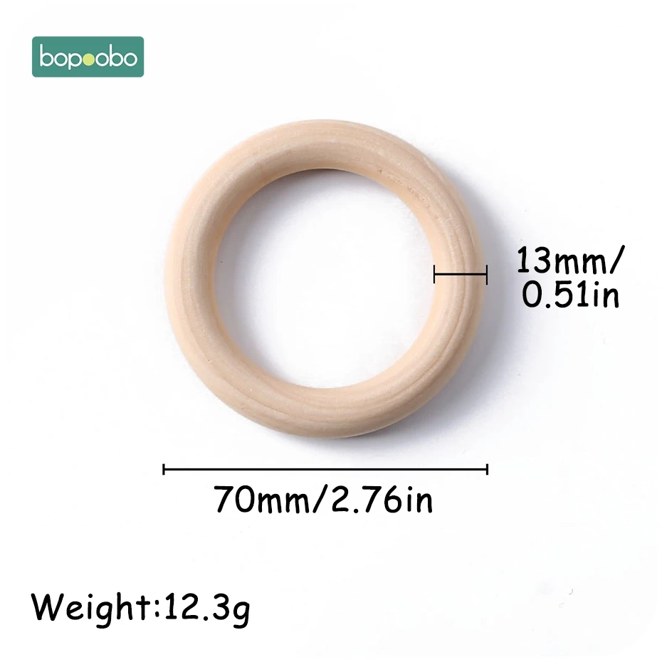70-13mm Maple Ring Bopoobo 20 шт. деревянный прорезыватель, персонализированное деревянное кленовое кольцо, игрушки для новорожденных, детские деревянные кольца для тренажерного зала, деревянное кольцо для прорезывания зубов - Цвет: 70-13mm Maple Ring