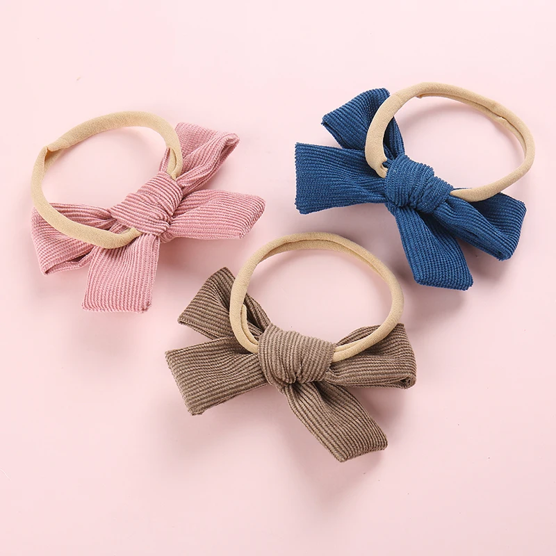 20 шт. вельветовые нейлоновые повязки на голову с бантиками супер мягкие