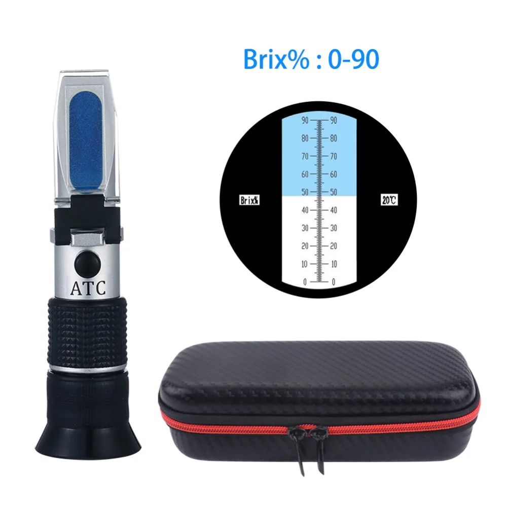 

Handheld Wide-range 0-90% Brix Refractometer Honey Sugar Content Specific Measurement Tool use of Sugar Food Fruit Beverages