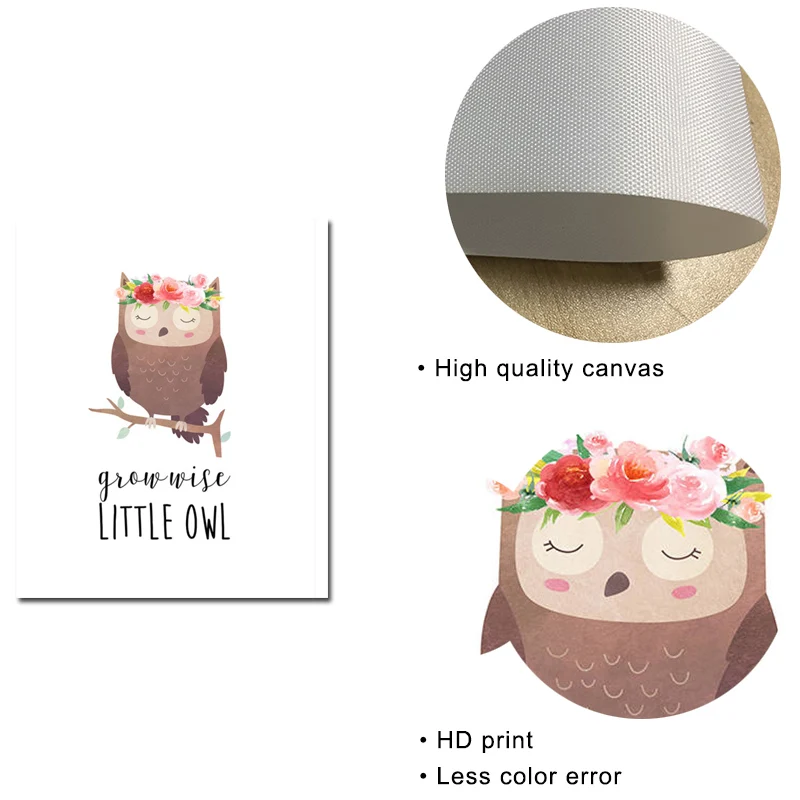 Woodland Animal Prints Flower Crown Girls Poster Cartoon Cute Canvas Painting Nursery Wall Art Baby Bedroom Decoration Pictures | Дом и сад
