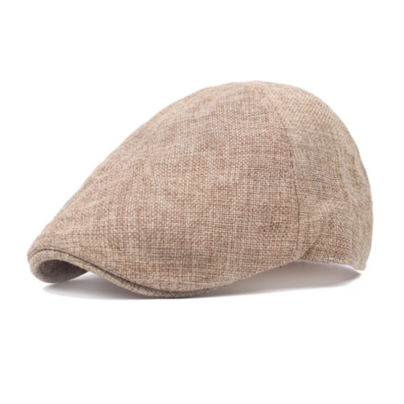 Brand retro hemp beret Solid hat women spring and summer coarse cloth linen cap Casual men K-1 | Тематическая одежда и