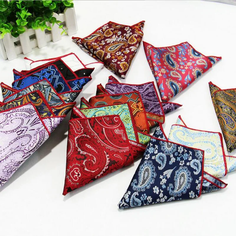 Горячая продажа джентльмен Пейсли цветок полиэстер шелк Hanky Мужчины Жених карман