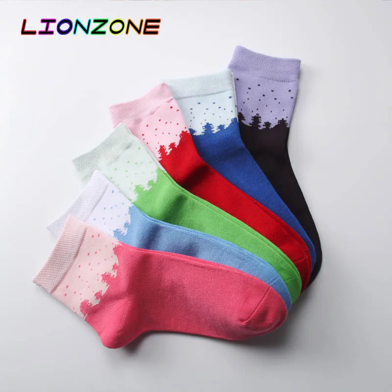 LIONZONE 5 пар/лот Красочные Лесные Фэнтези женские носки повседневные лучшее