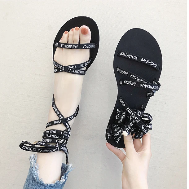 Sandalias mujer/Новинка 2019 года новые летние туфли на плоской подошве с открытым носком