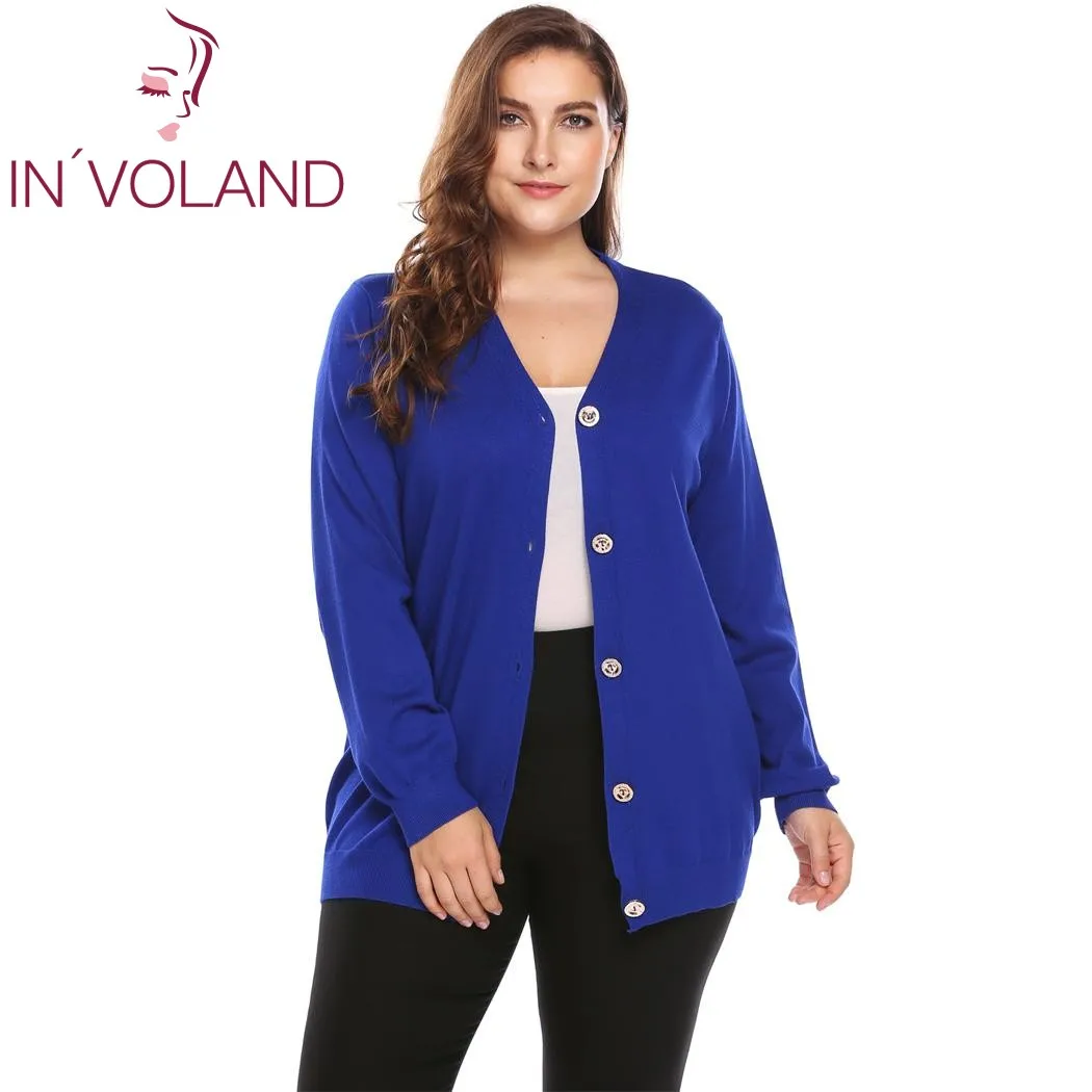 Женский свитер IN'VOLAND повседневный однотонный джемпер большого размера с