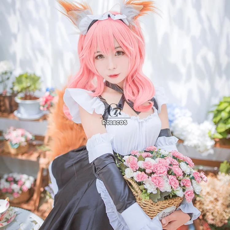 ROLECOS Fate Grand Order Косплей Костюм Tamamo no Mae косплей костюм платье горничной Fate/EXTRA FGO Хэллоуин Вечеринка полный комплект