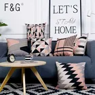 Скандинавское украшение, наволочка, декоративные подушки, чехол, серый, розовый, геометрические подушки, домашний декор для дивана 45x45cm