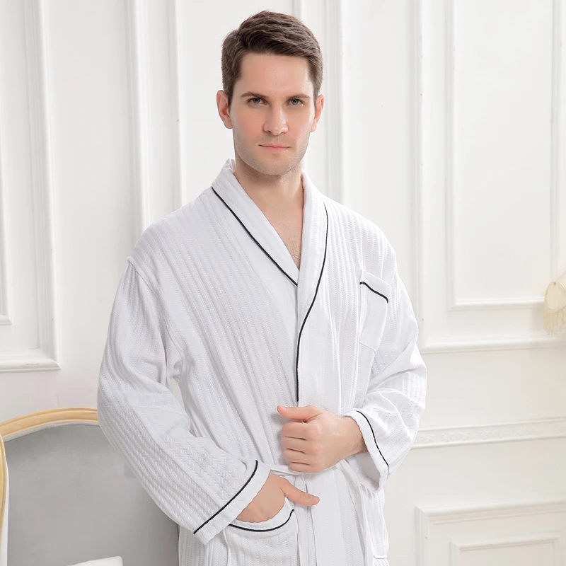 Вафельный хлопковый Халат для мужчин ночные халаты пар отелей спа мужские пижамы