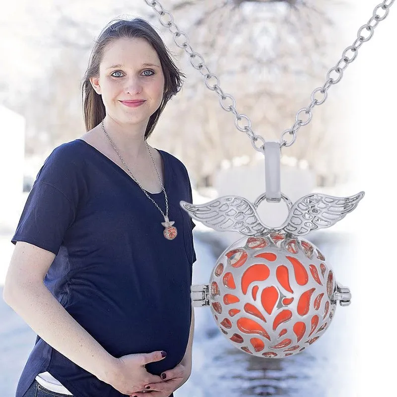 Graceangie медальон с крыльями Беременность бола полые клетка филигрань шар коробка