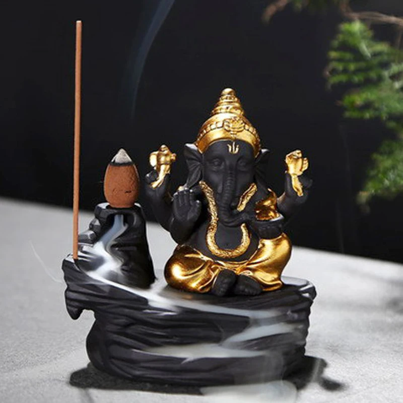 Держатели для палочек Ganesha обратная благовония горелка слон Бог эмблема