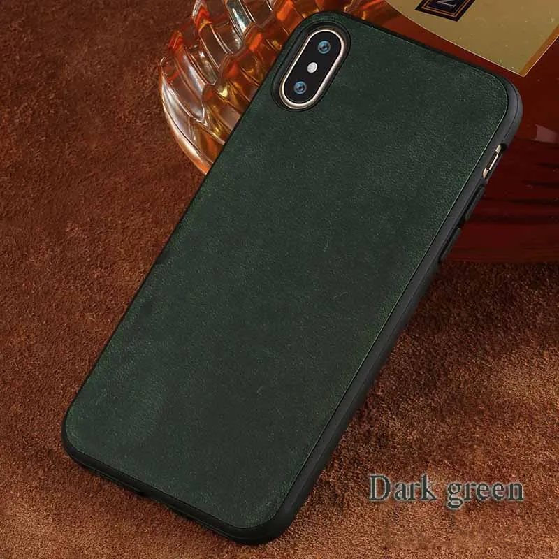 green Ретро подлинный подтягивающий кожаный чехол для телефона iphone X 11 11 Pro Max XS XR xsmax 6 6s 5 5S se 7 8 plus 360 полная защита - Цвет: green