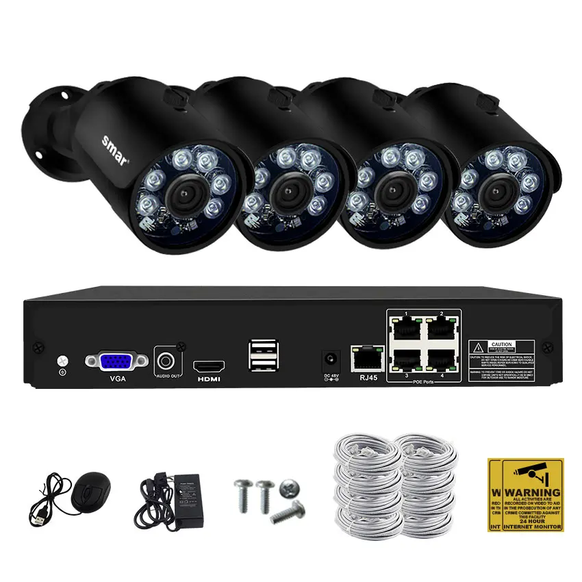 Smar 4CH 1080P POE NVR наборы H.265 2MP IP камера Открытый водонепроницаемый металлический