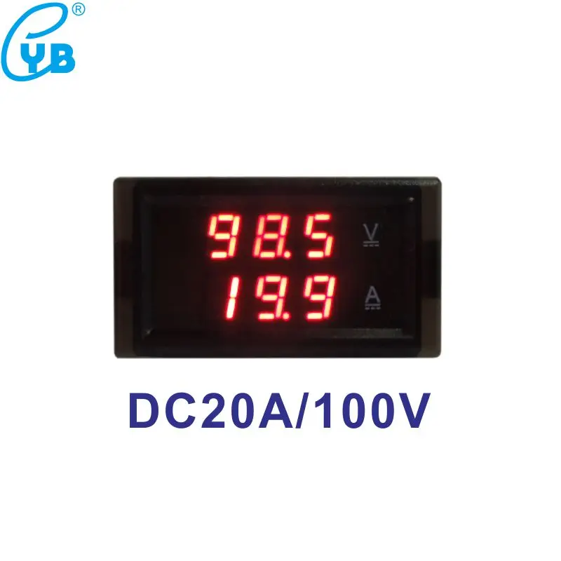 YB28VA DC измеритель напряжения тока 10A 20A 50A 100A 0-100 в 300 в 600 в светодиодный Вольтметр Амперметр Двойной амперметр ампер вольт