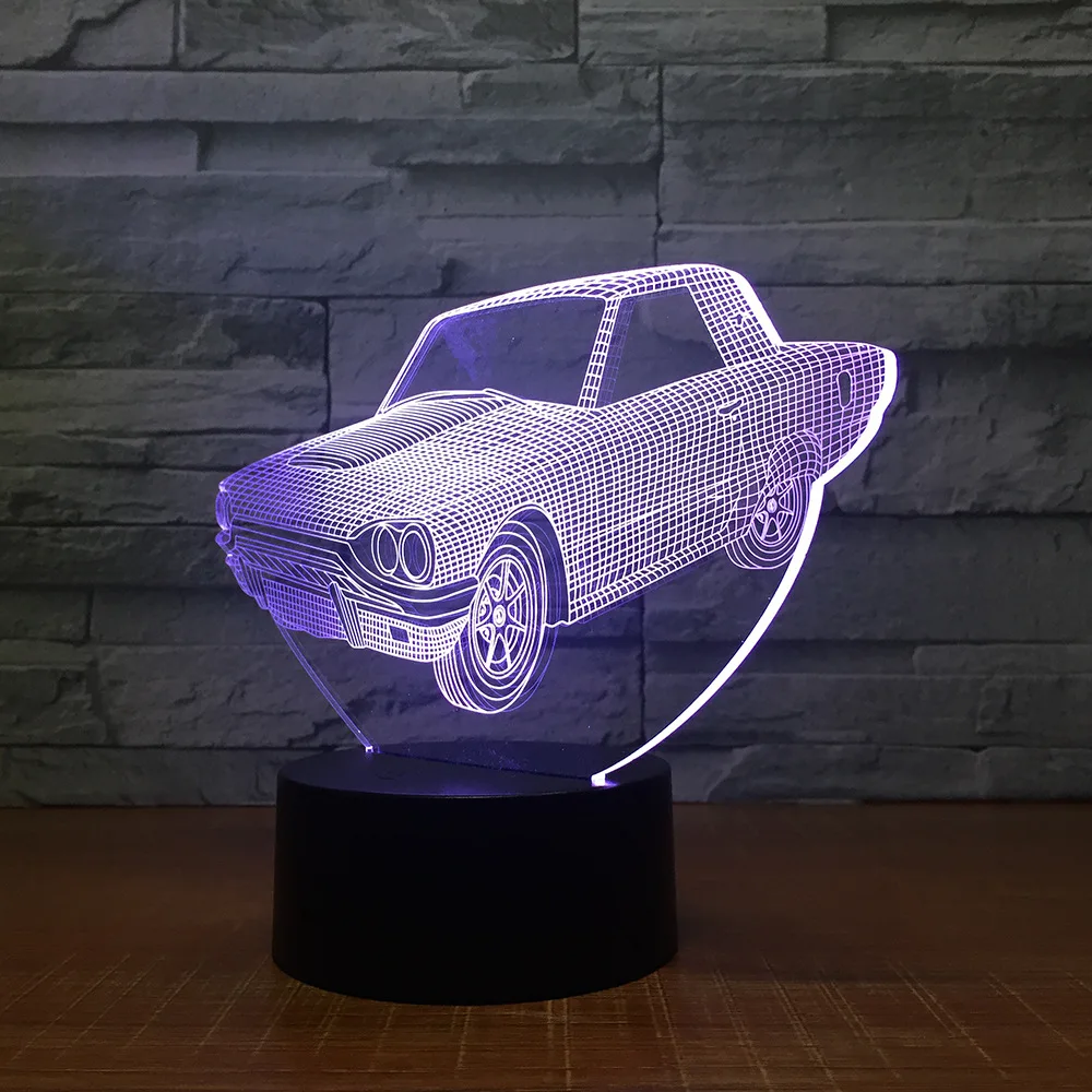 Светодиодная настольная лампа 7 цветов 3d Классический автомобильный ночник креативная прикроватная декоративная лампа 1462