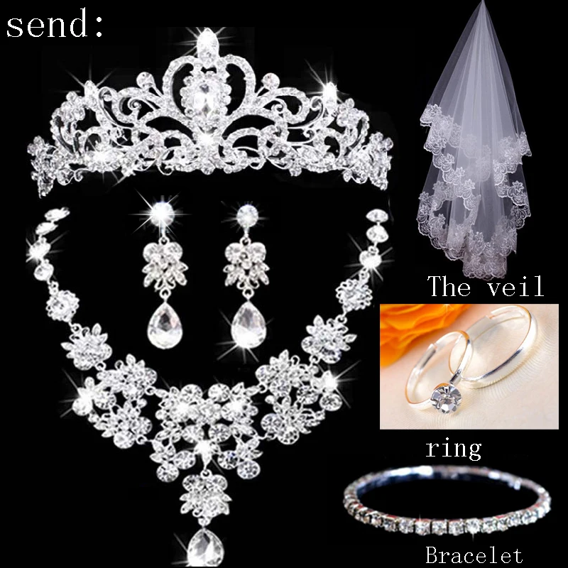 Модная одежда со стразами; Casamento Conjuntos de Joias De Noiva Casamento Joias Acessorios de Noiva Tiara Colar Brinco