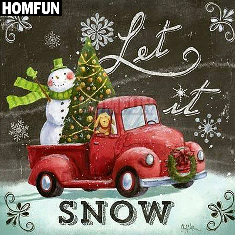 Алмазная живопись HOMFUN A00074 алмазная вышивка Рождество снег полностью