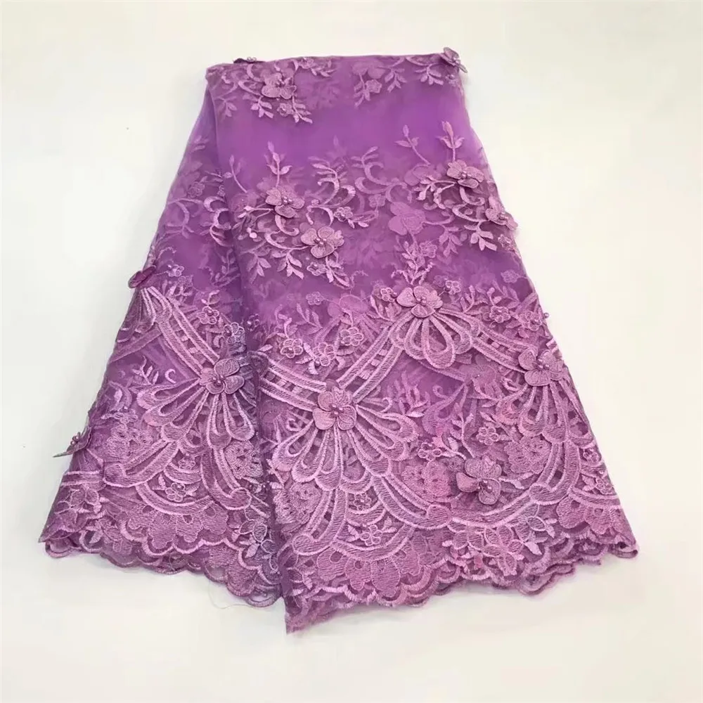 Африканский Кружево Ткань 2018 высокое качество ручной работы из Камни и 3D Цветы