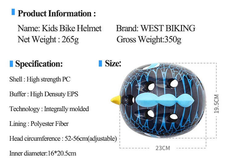 WEST BIKING детский мультяшный защитный шлем для велосипеда скейт Регулируемый