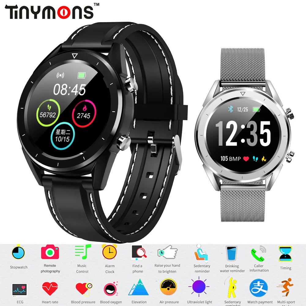 Tinymons DT28 IP68 Водонепроницаемые часы Смарт ЭКГ пульсометр фитнес трекер Браслет