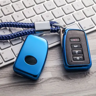 A-Blue-keychain Мягкий чехол из ТПУ для ключей для автомобиля автоматическая защита ключа подходит для Lexus ES/RX/NX/RX200t nx200 слез неба искусственный кристалл кулон - Название цвета: A-Blue-keychain