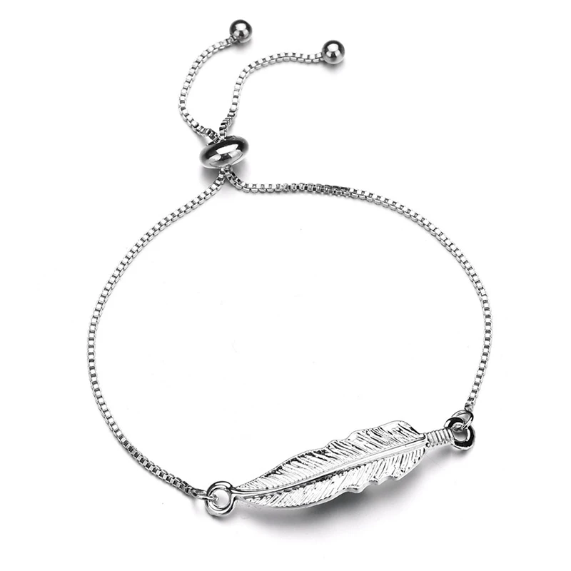 Новые простые Модные женские браслеты с листьями посеребренные Регулируемые