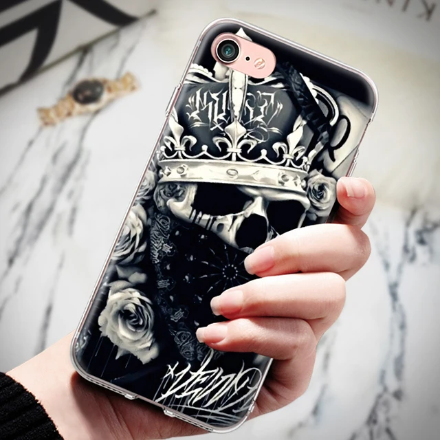 Для Iphone 4, 4S, 5, 5S, SE, 6, 6 S, 7, 8 Plus, X, XR, XS Max, TPU, мягкая задняя крышка, крутой, персональный, уличный, с рисунком черепа, силиконовый чехол для телефона