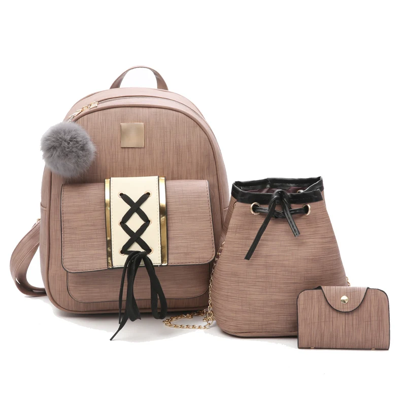 Школьные ранцы из ПУ кожи для девочек подростков 3 шт./компл. дорожные рюкзаки