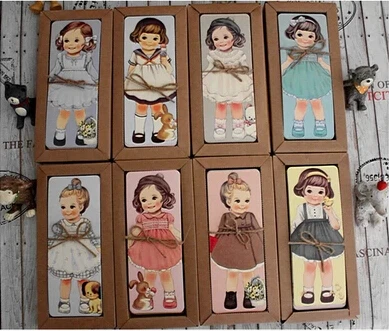 

30PCS/lot New girl doll mate series Bookmark set / paper bookmarks/ book holder / message card with Kraft package