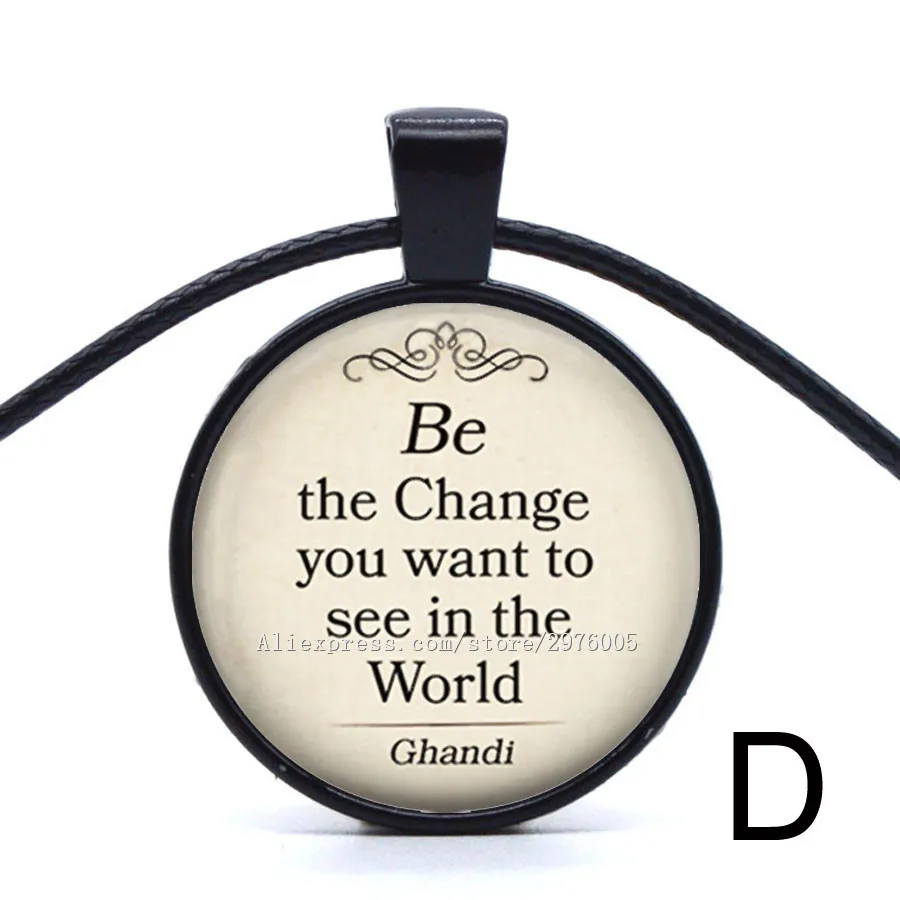 1PC New Gandhi quotes Necklace Handmade Glass Cabochon Ball Chain Pendant 8/style 2017 Girl Party Favors | Украшения и аксессуары