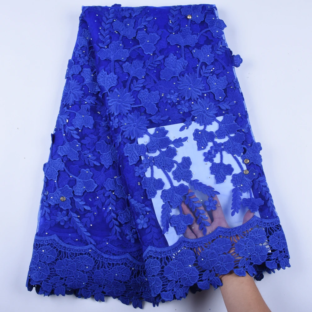 

African French Tulle Lace Fabric With Stones High Quality Nigeria Wedding Dress Milk Silk Lace Fabric 5 Yards A1598