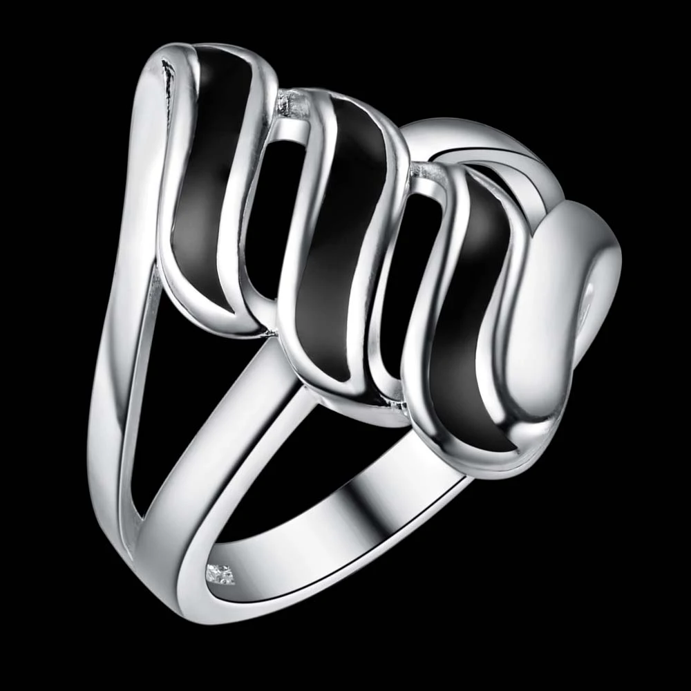 Крупные темные полоски оптом 925 ювелирные изделия посеребренное кольцо модные