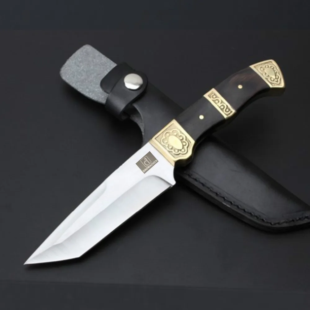 

DAOMACHEN Outdoor Tactical Knife Survival Camping Tools Collection Hunting Knives Copper Handle Fix Blade Knife Free Shipping