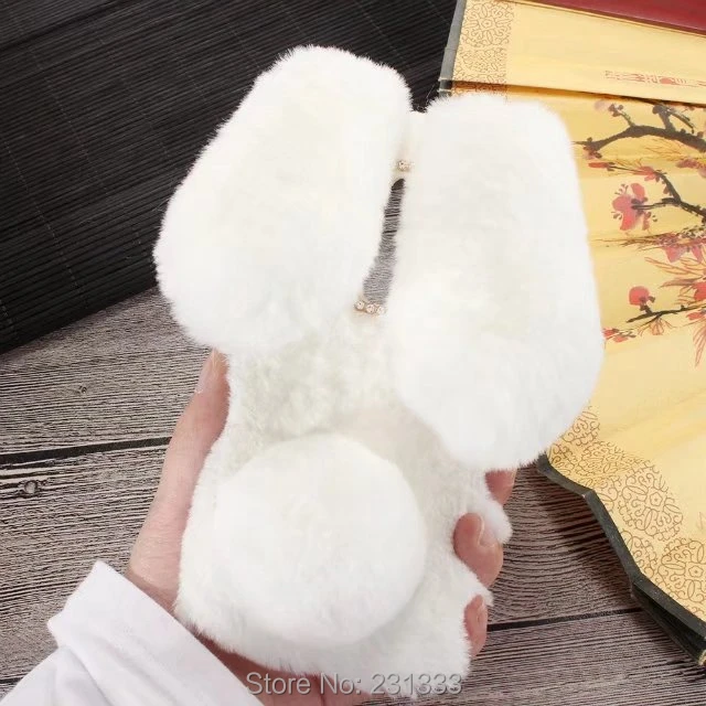 C-ku 3D Rabbit Ear Hair Diamond Bling Fur Soft TPU Case For Samsung Galaxy S8 Active Warm Cute Bowknot Skin Cover Luxury 1pcs | Мобильные
