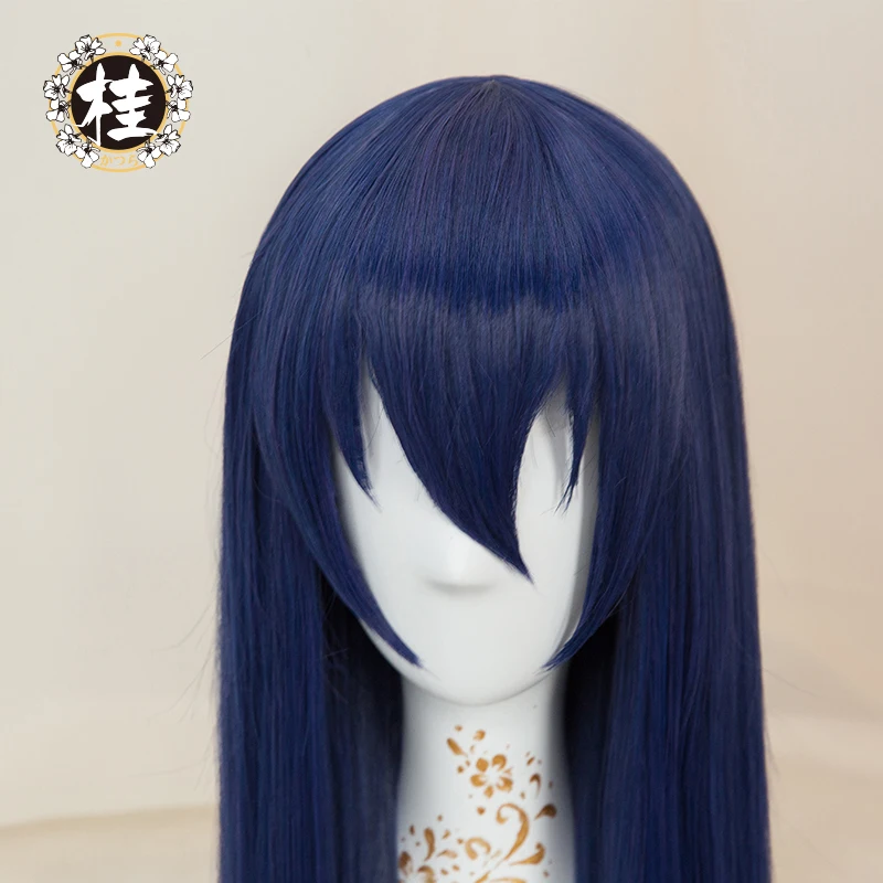 UWOWO парик с Уми Сонода Love Live Hair 80 см длинные синие прямые термостойкий LoveLive Umi |